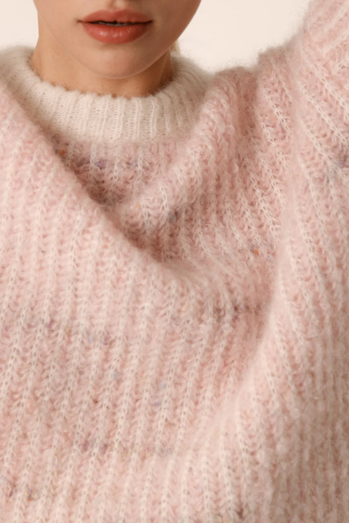 DES PETITS HAUTS PINK MOHAIR SWEATER