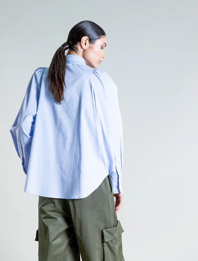 PSOPHIA BLUE BLOUSE WITH YOKE DETAIL