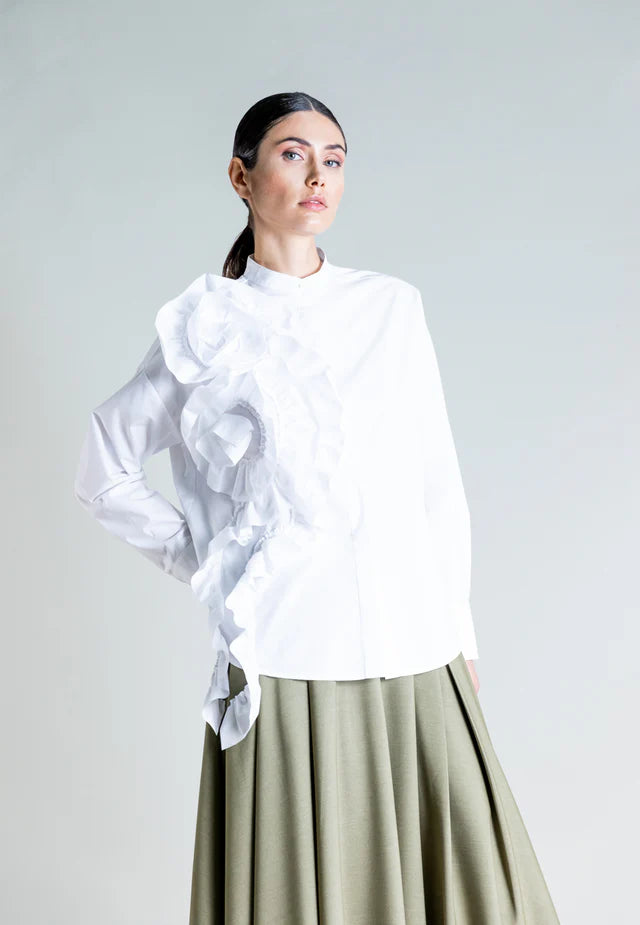 PSOPHIA WHITE RUFFLE BLOUSE