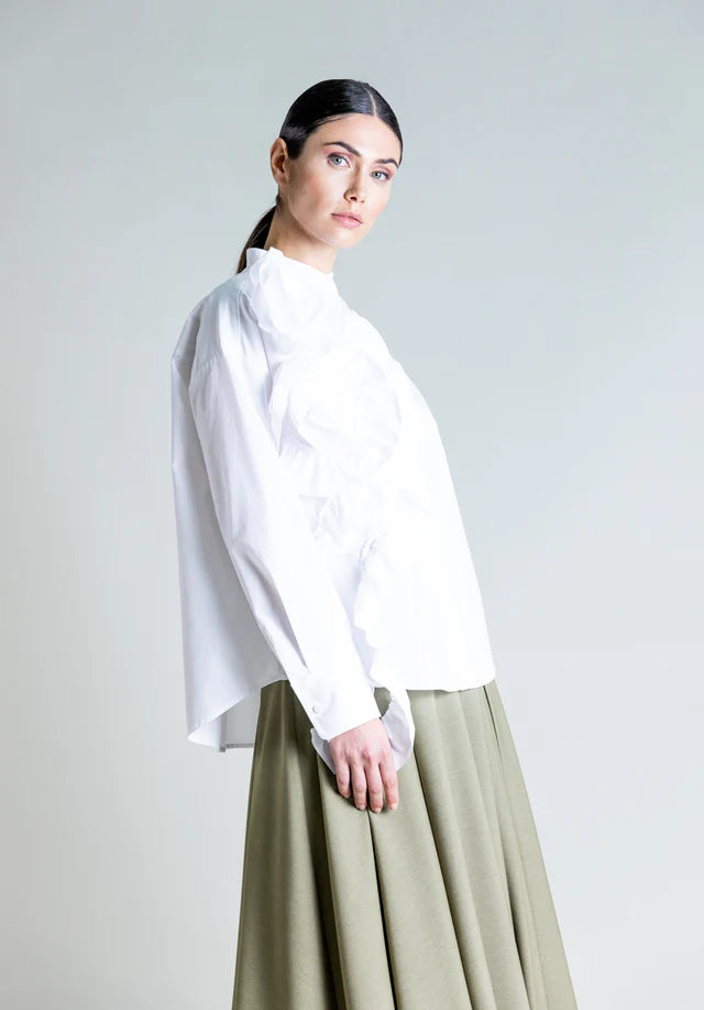 PSOPHIA WHITE RUFFLE BLOUSE