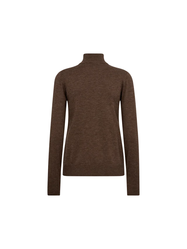 MOS MOSH BROWN FITTED HIGH NECK KNIT