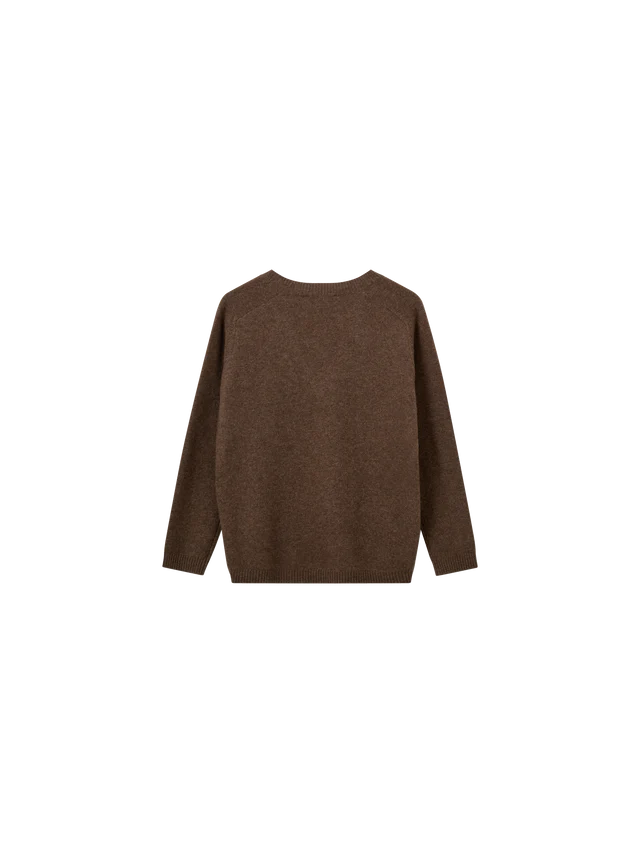 MOS MOSH BROWN CASHMERE ARLIE V NECK KNIT