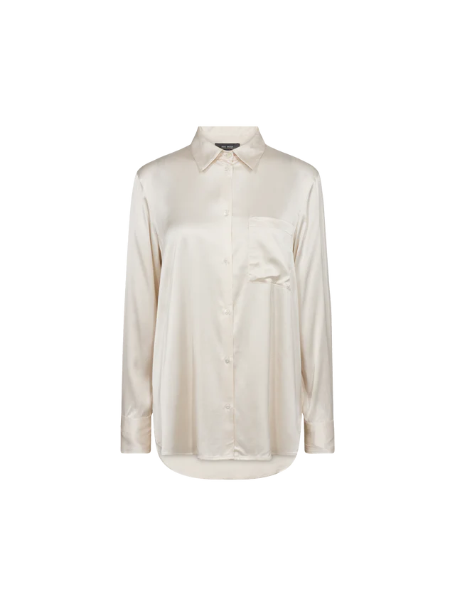 MOS MOSH LINDA CREAM SATIN SHIRT.