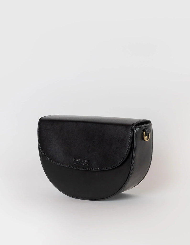 O MY BAG BLACK AVA CURVE LEATHER BAG