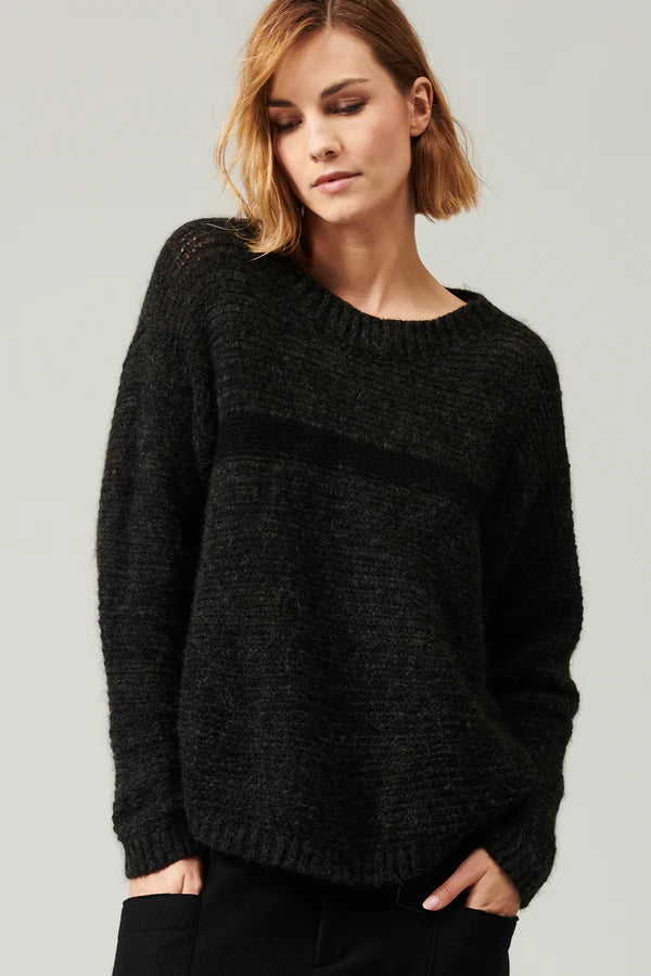 TRANSIT BOATNECK ALPACA BLACK KNIT