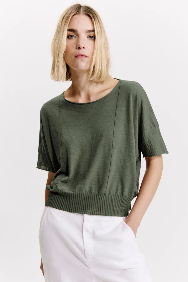 TRANSIT KNIT GREEEN SHORT SLEEVE TOP Z5403