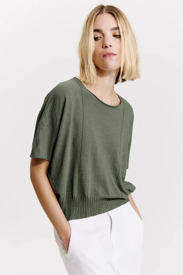 TRANSIT KNIT GREEEN SHORT SLEEVE TOP Z5403