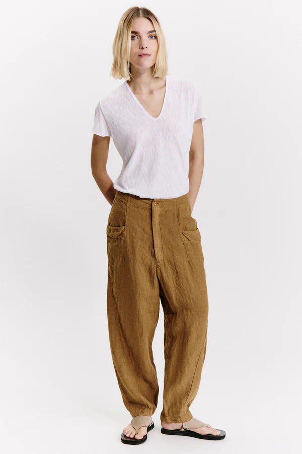 TRANSIT MUSTARD LINEN PANT. D131