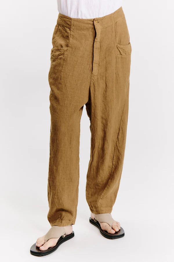 TRANSIT MUSTARD LINEN PANT. D131