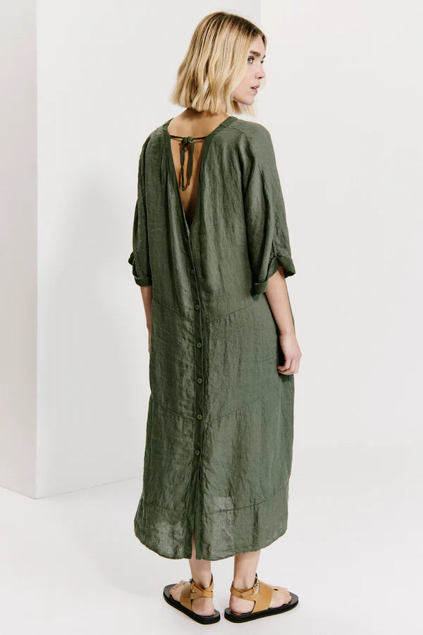 TRANSIT GREEN LINEN DRESS E146