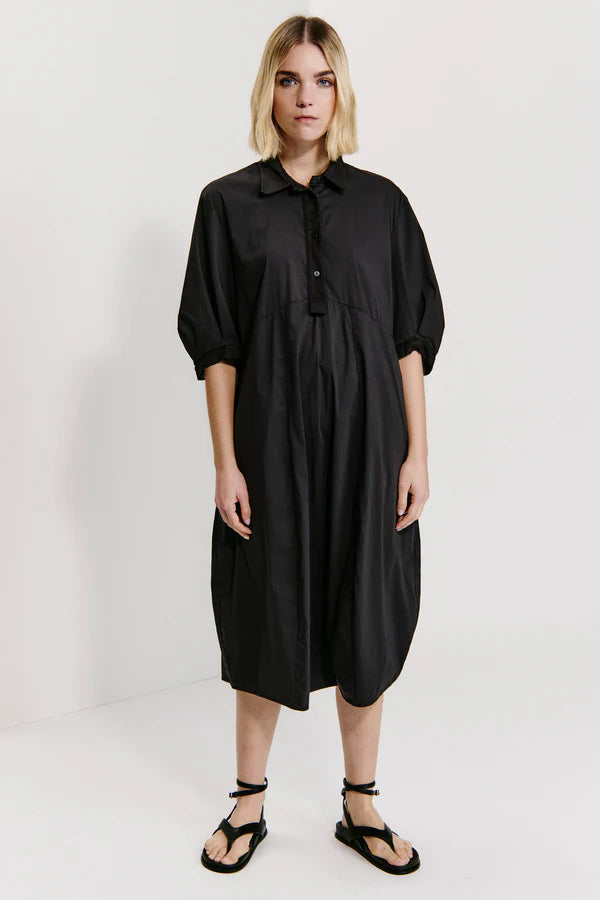 TRANSIT BLACK COTTON SHAPED DRESS M225