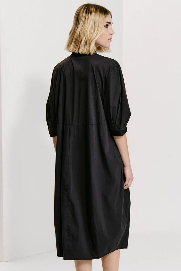 TRANSIT BLACK COTTON SHAPED DRESS M225