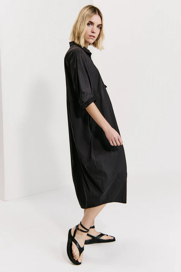 TRANSIT BLACK COTTON SHAPED DRESS M225