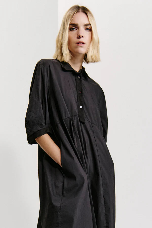 TRANSIT BLACK COTTON SHAPED DRESS M225