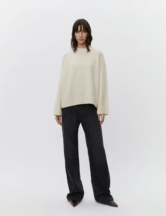 DAY BIRGER CREAM GLEN ROUND NECK SWEATER