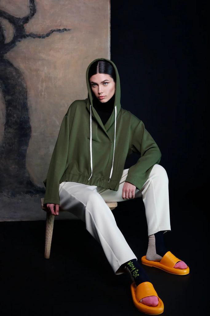 PSOPHIA KHAKI HOOD SWEATSHIRT