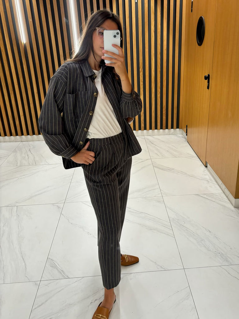 INDI AND COLD GREY PINSTRIPE TROUSER