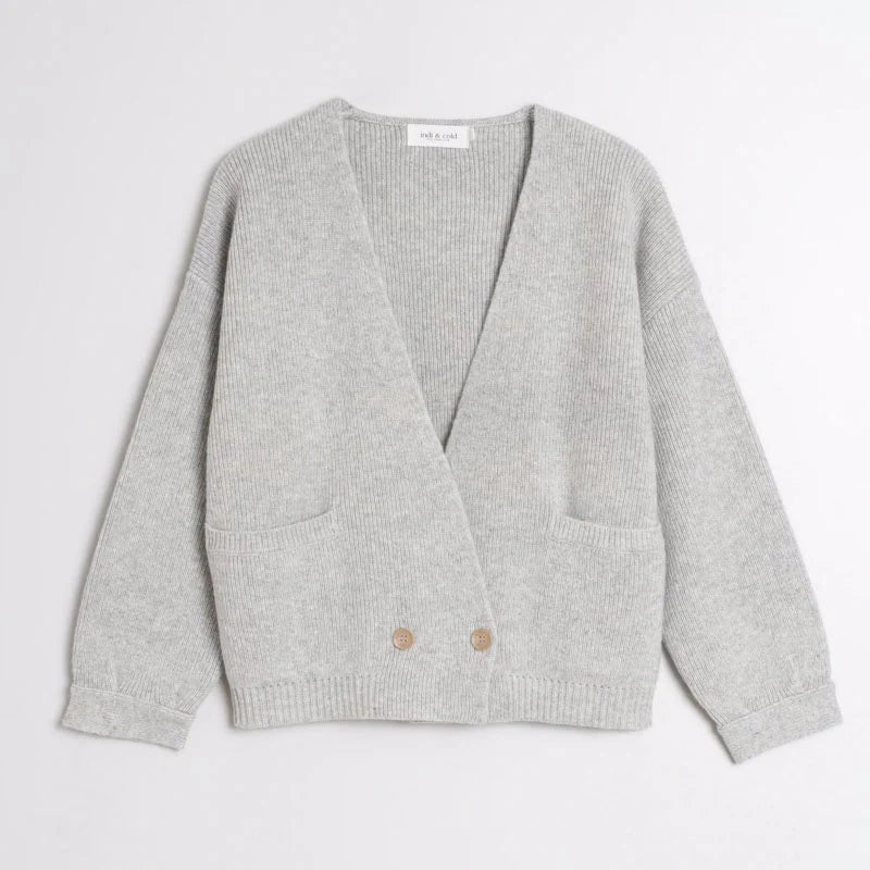 INDI AND COLD GREY SLOUCH KNIT CARDIGAN