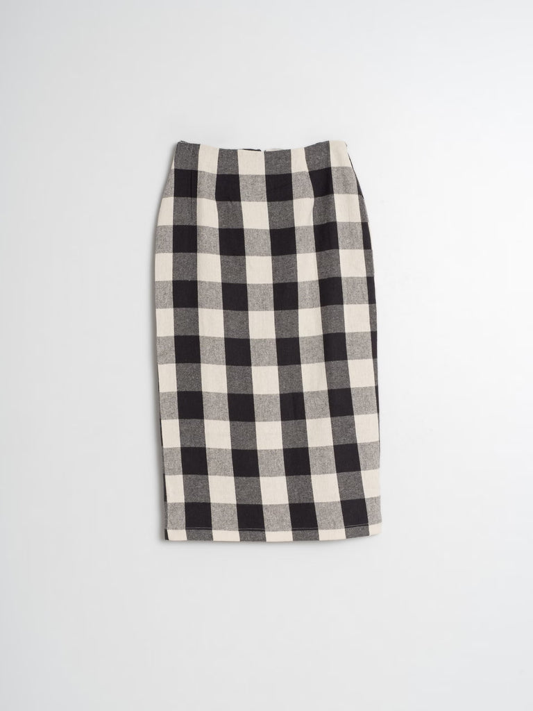 INDI AND COLD GREY VICHY STRAIGHT SKIRT