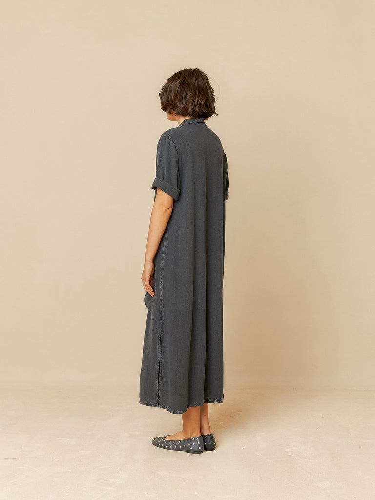 INDI AND COLD GREY WASHED VISCOSE DRESS