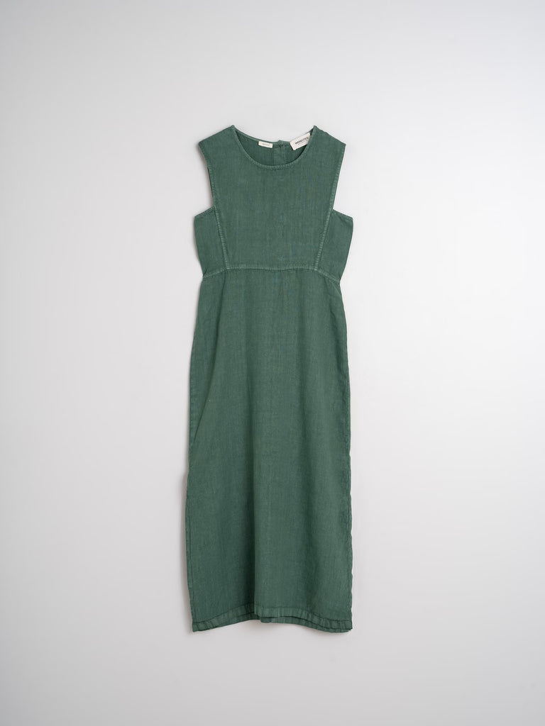 INDI AND COLD GREEN SLIM FIT LINEN DRESS