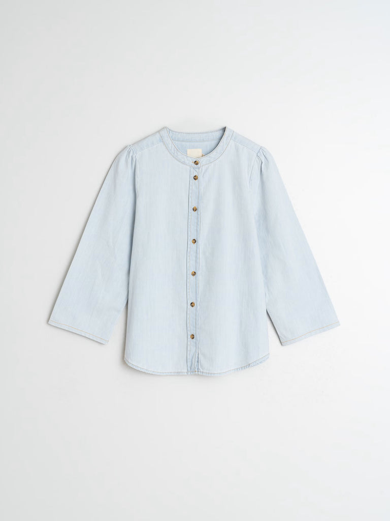 INDI AND COLD MAO COLLAR DENIM SHIRT