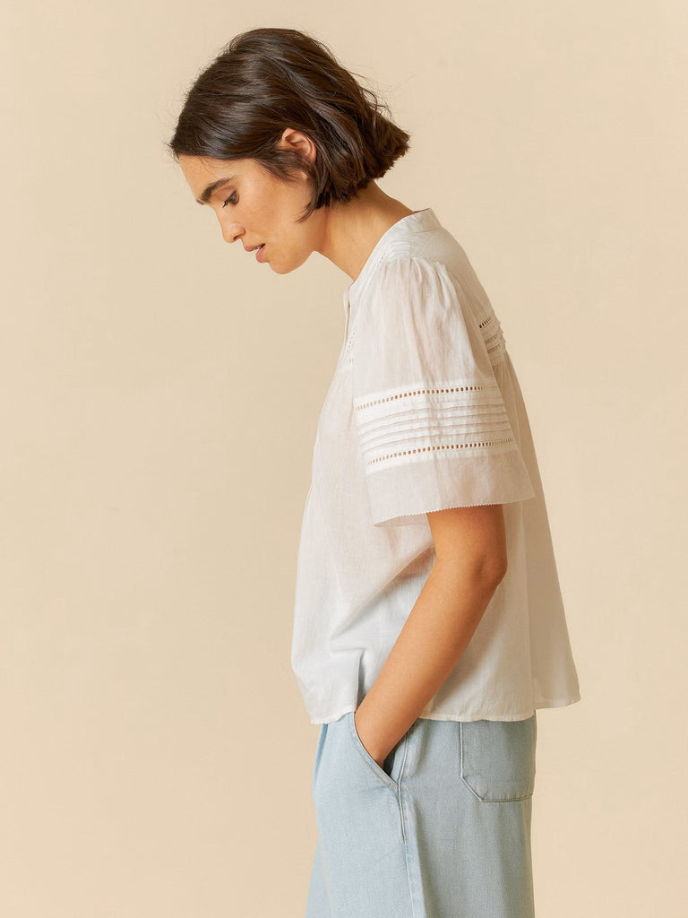 INDI AND COLD EMBROIDERED VOILE BLOUSE