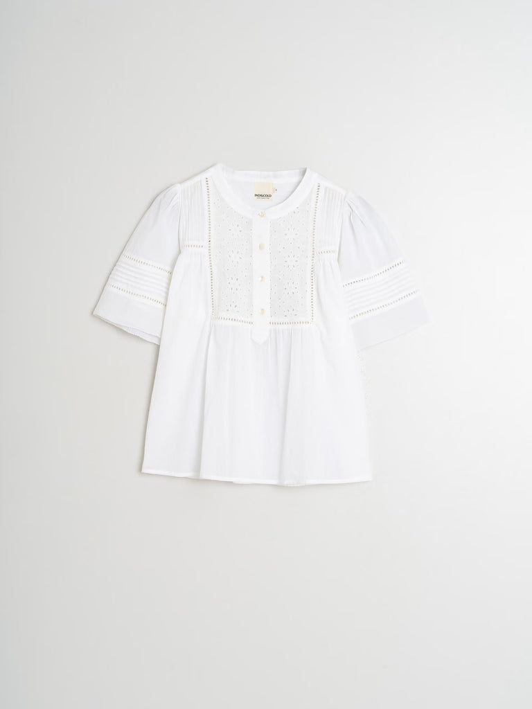 INDI AND COLD EMBROIDERED VOILE BLOUSE