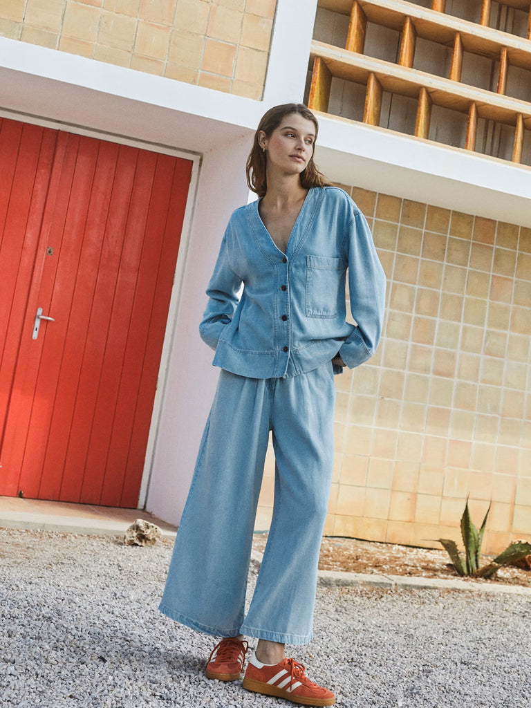 INDI AND COLD DENIM LOOK OVERSHIRT